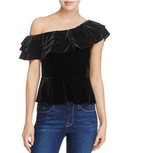 black velvet off shoulder blouse